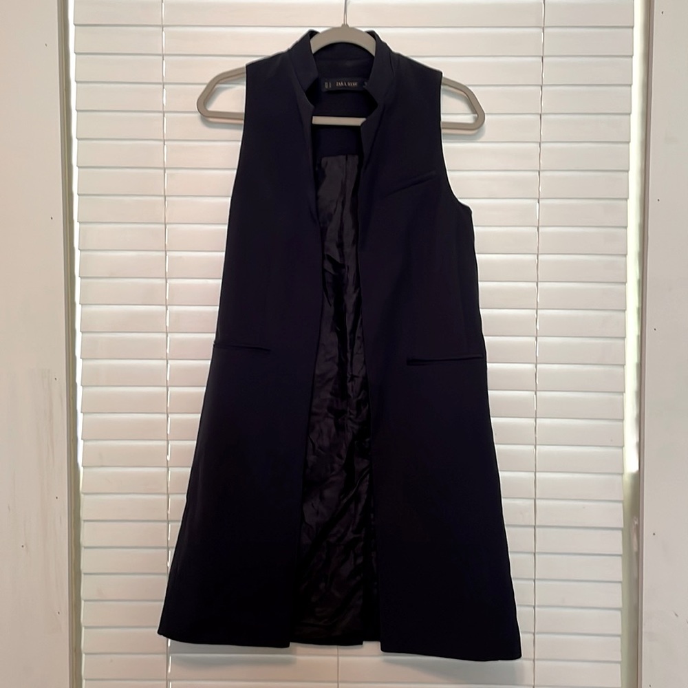 Zara Womens navy long blazer